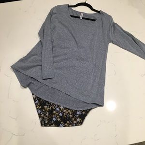 OS star leggings and L heathered blue/grey Lynnae